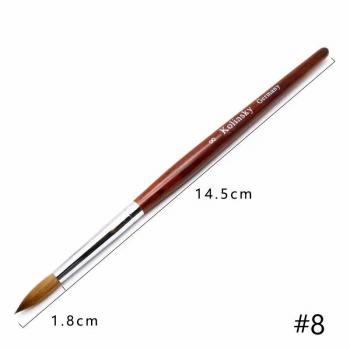 Custom mahogany brown Custom logo 100% kolinsky acrylic wood brush handle 3D nail brush #12 14 16 18
