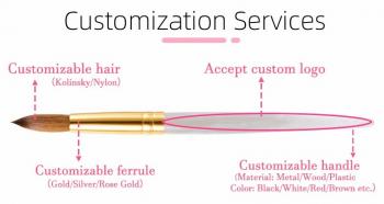 Qualities Product Safe Reliable Brushes Private Label Gold Size Merm Kolinsky Acrylic Nail Brush