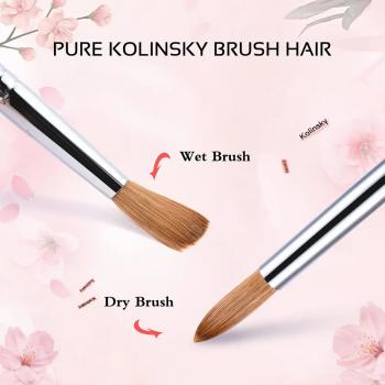 High Quality Nail Supplies Brush Personalized Green Ferrule Vegan Wood Acrylic Nail Brush Pure Kolinsky Germany Flat #8-24