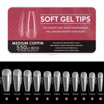 550tips False Nails New Matte Tips Fake Nail Capsule Press on Coffin/Stiletto/Almond/Square/Oval Nail Art Practice Manicure Tool