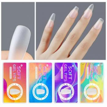 420pcs/Box Matte Soft False Nails Full Transparent Almond Soak Off Gel Fake Nail Short T Shape Round Oval Capsule Artificial Tip