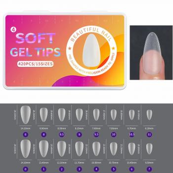 420pcs/Box Matte Soft False Nails Full Transparent Almond Soak Off Gel Fake Nail Short T Shape Round Oval Capsule Artificial Tip