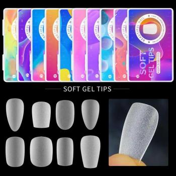 420pcs/Box Matte Soft False Nails Full Transparent Almond Soak Off Gel Fake Nail Short T Shape Round Oval Capsule Artificial Tip