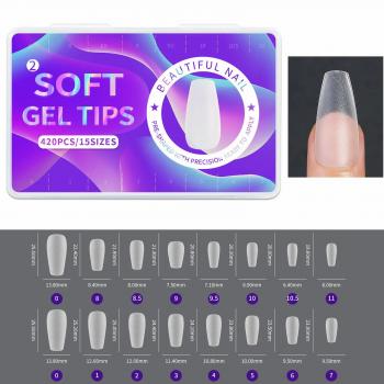 420pcs/Box Matte Soft False Nails Full Transparent Almond Soak Off Gel Fake Nail Short T Shape Round Oval Capsule Artificial Tip