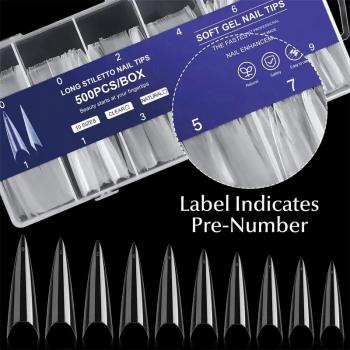 False Nail Tips 500Pcs/Box Soft Long Artificial Acrylic Nail Extension Half Cover Nail Mold Salon Manicure Tools