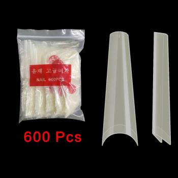Extra Long Nail Tips XXL Coffin Fake Nail Art Design Clear Acrylic Half Cover French Ballerin Artificial Nails ABS