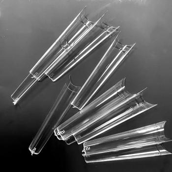 Extra Long Nail Tips XXL Coffin Fake Nail Art Design Clear Acrylic Half Cover French Ballerin Artificial Nails ABS