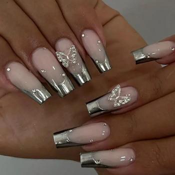 Professional Glossy Long Plastic Recycled Packaging Press On Nails Wholesale Custom Design Fake French Tip Press On Nails