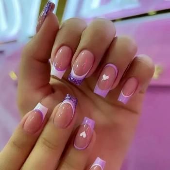 Custom 3D Strong Luxury French Style Long Fake Acrylic Nails Tips False Artificial 24 Nails Designer Press On Nails Wholesale