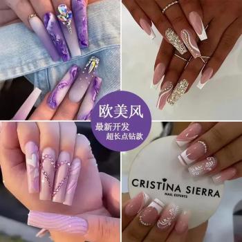New Luxury Designed Reusable Pink Nude False Nails Custom Acrylic Press On Nails Artificial Nails With Glue For Woman