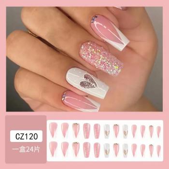 New Luxury Designed Reusable Pink Nude False Nails Custom Acrylic Press On Nails Artificial Nails With Glue For Woman