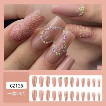 New Luxury Designed Reusable Pink Nude False Nails Custom Acrylic Press On Nails Artificial Nails With Glue For Woman