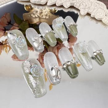 Factory Sale French Style Beautiful Fashion Design Acrylic Fake Nail Tips Elegant False Handmade Press On Nails Wholesale