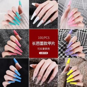 Wholesale Custom Logo Long Coffin Ballerina Nails Tips Press On Nails Private Label 100pcs/Box Full Cover Acrylic Nail
