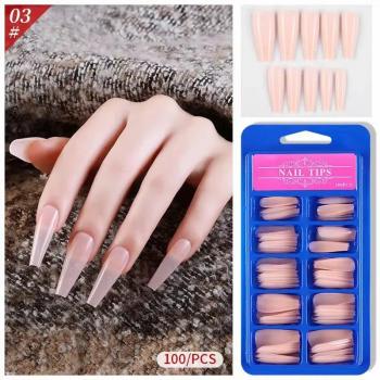 Wholesale Custom Logo Long Coffin Ballerina Nails Tips Press On Nails Private Label 100pcs/Box Full Cover Acrylic Nail