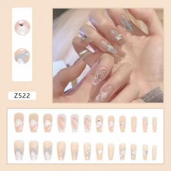 24Pcs/Set With Sticker Ballerina Full Cover Art Tips Artificial Long Coffin Designed Press On Nails 2024