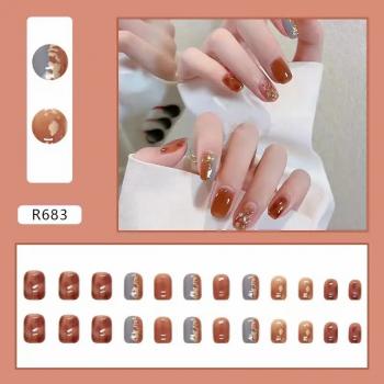 Wholesale Glitter Artificial Nails Full Cover Colorful Nails Matte Short Press On False Nails 2024