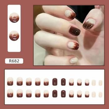 Wholesale Glitter Artificial Nails Full Cover Colorful Nails Matte Short Press On False Nails 2024