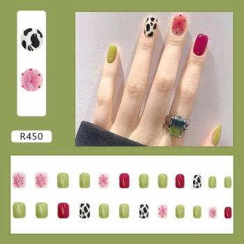 24Pcs/Set With Sticker Rainbow Ballerina Full Cover Art Tips Artificial Long Coffin Designed Press On Nails 2024