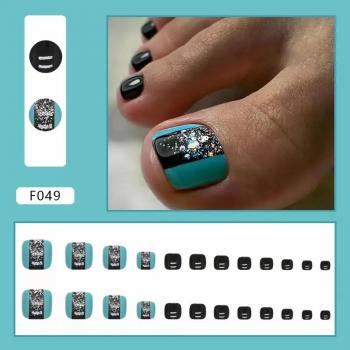 Customized 24pcs Toe Nails Artificial Feet Nails Full Cover Square Toe Press On Nails 2024