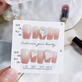 Wholesale Colorful False Nails Luxury Diamond French Coffin Short Handmade Press On Nails Acrylic Artificial Fingernails 2024