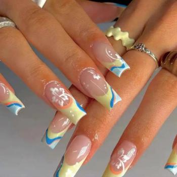 New Product Luxury Designed Reusable Printed False Nails Short Custom Acrylic Press On Nails Artificial Nails For Woman