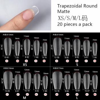 Manicure Scrub Nail Piece 20 Strips Short Ladder Full Paste Fake Nail Set Patch Scrub Wear False Nail Art Salon