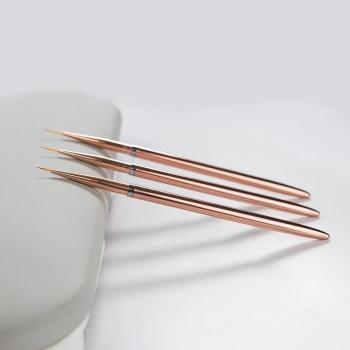 Custom New Gel Art Design Rose Gold Metal Handle Nail Art Paint Brush Liner Nails Brush with For Christmas