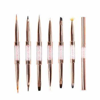 Custom logo Professional Liner Tools Nail Art Double-Ended Brush Set Nail Extension Gel Brush Dotting Pen