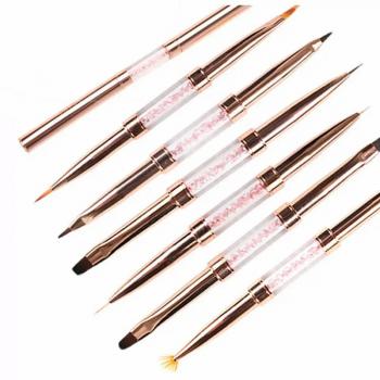 Custom logo Professional Liner Tools Nail Art Double-Ended Brush Set Nail Extension Gel Brush Dotting Pen