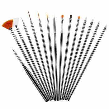 Factory Wholesale 15Pcs Pink White Black Acrylic Handle UV Gel Nail Brush Set Nail Art Tools for Manicure