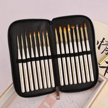 Wholesale nail art brush white gold brush oval angled ombre flat gel fan liner novice manicurist nail shop nail brush 15pcs