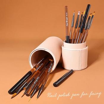 Wholesale customizable logo Brown Resin Nail Brush Flat oval angled fan liner ombre 6pcs 10pcs 15pcs or optional nail brush set