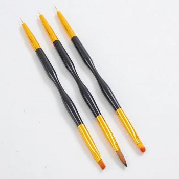 New 3pcs crystal engraving pull line painting flower phototherapy round head flat mouth nail pen brush set