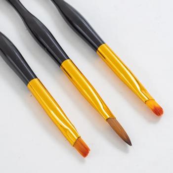 New 3pcs crystal engraving pull line painting flower phototherapy round head flat mouth nail pen brush set
