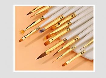 Painting Nail Art Brush Set Pearl White 16pcs Set Uv Gel Set Phototherapy Brush Nail Nail Art Decoration Brush