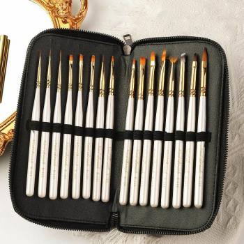 Painting Nail Art Brush Set Pearl White 16pcs Set Uv Gel Set Phototherapy Brush Nail Nail Art Decoration Brush