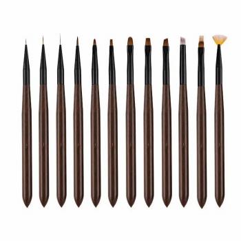 Gel Nail Art Brushes Wooden Handle Nail Liner Art Brush Set Novice Manicurist Pen Factory Wholesale Nail Brush