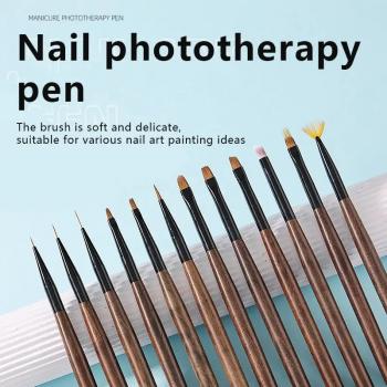 Gel Nail Art Brushes Wooden Handle Nail Liner Art Brush Set Novice Manicurist Pen Factory Wholesale Nail Brush