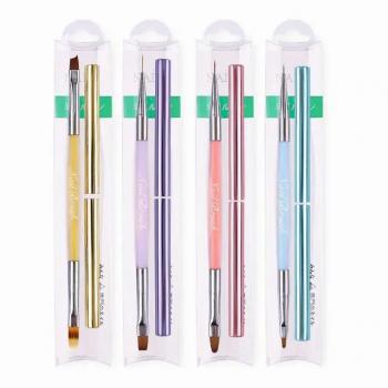 Newest Dual Head Design Nail Art Brush 4pcs Acrylic Resin Nail Brush Set Pole UV Gel Nail Brush