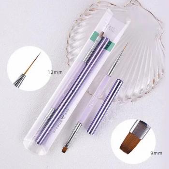 Newest Dual Head Design Nail Art Brush 4pcs Acrylic Resin Nail Brush Set Pole UV Gel Nail Brush