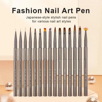 Wholesale customizable logo manicure brush black metal one-piece gel oval ombre flat fan liner novice manicurist brush
