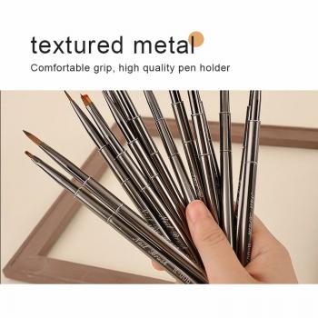 Wholesale customizable logo manicure brush black metal one-piece gel oval ombre flat fan liner novice manicurist brush