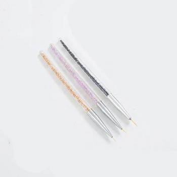 2024 new 3pcs crystal engraving pull line painting flower phototherapy round head flat mouth nail pen brush set