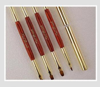 New Factory Wholesale Dual Design Nail Brush 4pcs Set Red Wooden Pole UV Gel Nail Brush Set Nail Painting Pen Liner Art Brush
