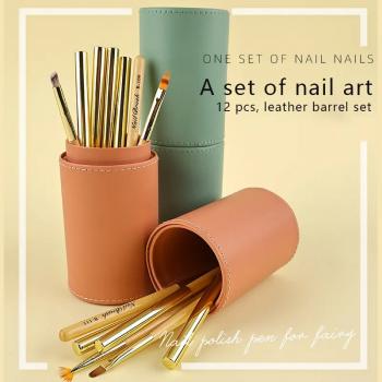 Nail brush set wood holder wholesale customized logo packaging gel brush ombre liner manicurist special brush