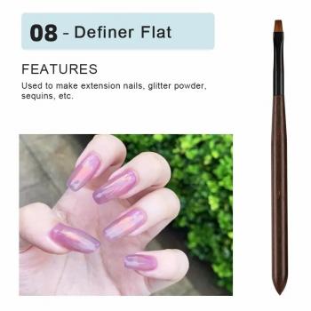 2023 Newest High Quality 12Pcs Brown Wooden Handle UV Gel Acrylic Nail Art Brush Set for Nail Design