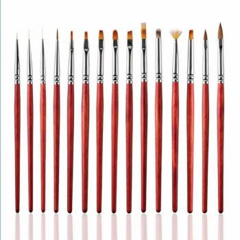 Private Custom Logo Wooden Handle Manicure Pure Kolinsky/Nylon Nail Brush Set Tools Acrylic Gel Polish Nail Brushes Nail Art