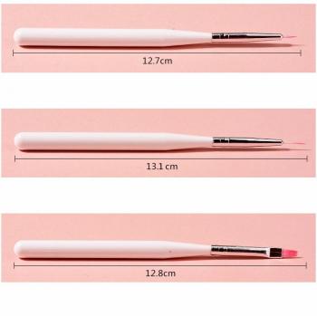 New Product Nail Art Brushes White Holder Pink Hair Brush Flat Oval Gel Nail Brush Set 7pcs
