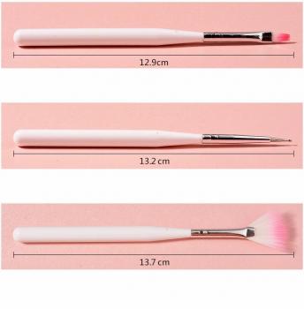 New Product Nail Art Brushes White Holder Pink Hair Brush Flat Oval Gel Nail Brush Set 7pcs